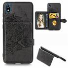 For Xiaomi Redmi 7A Mandala Embossed Magnetic Cloth PU + TPU + PC Case with Holder & Card Slots & Wallet & Photo Frame & Strap(Black) - 1