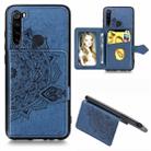 For Xiaomi Redmi Note 8  Mandala Embossed Magnetic Cloth PU + TPU + PC Case with Holder & Card Slots & Wallet & Photo Frame & Strap(Blue) - 1