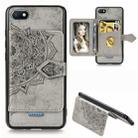 For Xiaomi Redmi 6A Mandala Embossed Magnetic Cloth PU + TPU + PC Case with Holder & Card Slots & Wallet & Photo Frame & Strap(Gray) - 1