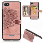 For Xiaomi Redmi 6A Mandala Embossed Magnetic Cloth PU + TPU + PC Case with Holder & Card Slots & Wallet & Photo Frame & Strap(Rose Gold) - 1