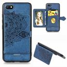 For Xiaomi Redmi 6A Mandala Embossed Magnetic Cloth PU + TPU + PC Case with Holder & Card Slots & Wallet & Photo Frame & Strap(Blue) - 1