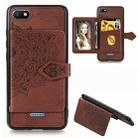 For Xiaomi Redmi 6A Mandala Embossed Magnetic Cloth PU + TPU + PC Case with Holder & Card Slots & Wallet & Photo Frame & Strap(Brown) - 1