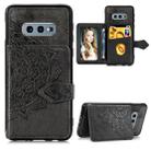 For Galaxy S10e Mandala Embossed Cloth Card Case Mobile Phone Case with Magnetic and Bracket Function with Card Bag / Wallet / Photo Frame Function with Hand Strap(Black) - 1