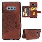For Galaxy S10e Mandala Embossed Cloth Card Case Mobile Phone Case with Magnetic and Bracket Function with Card Bag / Wallet / Photo Frame Function with Hand Strap(Brown) - 1