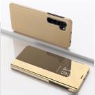 For Xiaomi Note 10 Plated Mirror Horizontal Flip Leather Cover with Stand Mobile Phone Holster(Gold) - 1