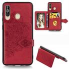 For Galaxy A60 Mandala Embossed Magnetic Cloth PU + TPU + PC Case with Holder & Card Slots & Wallet & Photo Frame & Strap(Red) - 1