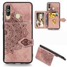 For Galaxy A60 Mandala Embossed Magnetic Cloth PU + TPU + PC Case with Holder & Card Slots & Wallet & Photo Frame & Strap(Rose Gold) - 1