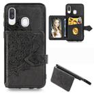 For Galaxy A40 Mandala Mandala Embossed Magnetic Cloth PU + TPU + PC Case with Holder & Card Slots & Wallet & Photo Frame & Strap(Black) - 1