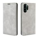 For Galaxy Note10+   Retro-skin Business Magnetic Suction Leather Case with Holder & Card Slots & Wallet(Grey) - 4