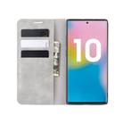 For Galaxy Note10+   Retro-skin Business Magnetic Suction Leather Case with Holder & Card Slots & Wallet(Grey) - 10