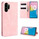 For Galaxy Note10+   Retro-skin Business Magnetic Suction Leather Case with Holder & Card Slots & Wallet(Pink) - 1