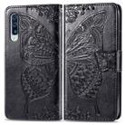 For Galaxy A70s Butterfly Love Flower Embossed Horizontal Flip Leather Case with Bracket / Card Slot / Wallet / Lanyard(Black) - 1