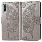 For Galaxy A70s Butterfly Love Flower Embossed Horizontal Flip Leather Case with Bracket / Card Slot / Wallet / Lanyard(Gray) - 1
