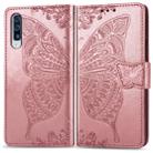 For Galaxy A70s Butterfly Love Flower Embossed Horizontal Flip Leather Case with Bracket / Card Slot / Wallet / Lanyard(Rose Gold) - 1
