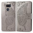 For LG K40S Butterfly Love Flower Embossed Horizontal Flip Leather Case with Bracket / Card Slot / Wallet / Lanyard(Gray) - 1
