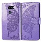 For LG K40S Butterfly Love Flower Embossed Horizontal Flip Leather Case with Bracket / Card Slot / Wallet / Lanyard(Light Purple) - 1