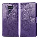 For LG K40S Butterfly Love Flower Embossed Horizontal Flip Leather Case with Bracket / Card Slot / Wallet / Lanyard(Dark Purple) - 1