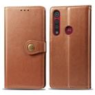 For Motorola Moto G8 Play Retro Solid Color Leather Buckle Phone Case with Lanyard & Photo Frame & Card Slot & Wallet & Stand Function(Brown) - 1