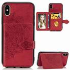 For iPhone XS Max  Mandala Embossed Magnetic Cloth PU + TPU + PC Case with Holder & Card Slots & Wallet & Photo Frame & Strap(Red) - 1