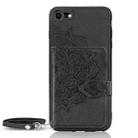 For iPhone SE 2022 / SE 2020 / 8 / 7  Mandala Embossed Magnetic Cloth PU + TPU + PC Case with Holder & Card Slots & Wallet & Photo Frame & Strap(Black) - 8