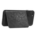 For iPhone SE 2022 / SE 2020 / 8 / 7  Mandala Embossed Magnetic Cloth PU + TPU + PC Case with Holder & Card Slots & Wallet & Photo Frame & Strap(Black) - 12