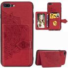 For iPhone 8 Plus / 7 Plus  Mandala Embossed Magnetic Cloth PU + TPU + PC Case with Holder & Card Slots & Wallet & Photo Frame & Strap(Red) - 1