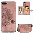 For iPhone 8 Plus / 7 Plus  Mandala Embossed Magnetic Cloth PU + TPU + PC Case with Holder & Card Slots & Wallet & Photo Frame & Strap(Rose Gold) - 1