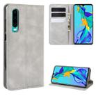 For Huawei P30 Retro-skin Business Magnetic Suction Leather Case with Holder & Card Slots & Wallet(Grey) - 1