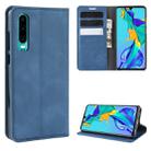For Huawei P30 Retro-skin Business Magnetic Suction Leather Case with Holder & Card Slots & Wallet(Dark Blue) - 1
