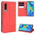 For Huawei P30 Retro-skin Business Magnetic Suction Leather Case with Holder & Card Slots & Wallet(Red) - 1