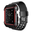 For Apple Watch 3 / 2 / 1 Generation 42mm All-In-One Silicone Strap(Black + Red) - 1