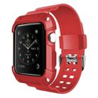 For Apple Watch 3 / 2 / 1 Generation 42mm All-In-One Silicone Strap(Red + Black) - 1