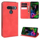 For LG G8S ThinQ  Retro-skin Business Magnetic Suction Leather Case with Holder & Card Slots & Wallet(Red) - 1
