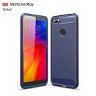 For  Motorola Moto E6 Play Brushed Texture Carbon Fiber TPU Case(Navy Blue) - 1