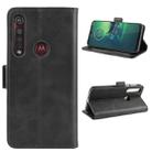 For Motorola Moto G8 Plus  Double Buckle Crazy Horse Business Mobile Phone Holster with Card Wallet Bracket Function(Black) - 1