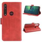 For Motorola Moto G8 Plus  Double Buckle Crazy Horse Business Mobile Phone Holster with Card Wallet Bracket Function(Red) - 1