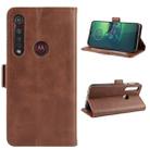 For Motorola Moto G8 Plus  Double Buckle Crazy Horse Business Mobile Phone Holster with Card Wallet Bracket Function(Brown) - 1