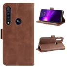 For Motorola One Macro Double Buckle Crazy Horse Business Mobile Phone Holster with Card Wallet Bracket Function(Brown) - 1