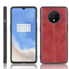 For OnePlus 7T Shockproof Sewing Cow Pattern Skin PC + PU + TPU Case(Red) - 1