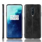 For OnePlus 7T Pro Shockproof Sewing Cow Pattern Skin PC + PU + TPU Case(Black) - 1