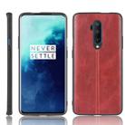 For OnePlus 7T Pro Shockproof Sewing Cow Pattern Skin PC + PU + TPU Case(Red) - 1