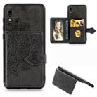 For Huawei Enjoy 9 Mandala Embossed Magnetic Cloth PU + TPU + PC Case with Holder & Card Slots & Wallet & Photo Frame & Strap(Black) - 1