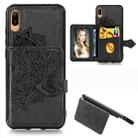 For Huawei Y6 Pro 2019 Mandala Embossed Magnetic Cloth PU + TPU + PC Case with Holder & Card Slots & Wallet & Photo Frame & Strap(Black) - 1