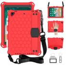 For iPad Air / Air 2 / Pro 9.7 / iPad 9.7 (2017) /  iPad 9.7 (2018) Honeycomb Design EVA + PC Four Corner Shockproof Protective Case with Straps(Red+Black) - 1