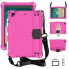 For iPad Air / Air 2 / Pro 9.7 / iPad 9.7 (2017) /  iPad 9.7 (2018) Honeycomb Design EVA + PC Four Corner Shockproof Protective Case with Straps(RoseRed+Black) - 1