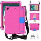 For iPad Air / Air 2 / Pro 9.7 / iPad 9.7 (2017) /  iPad 9.7 (2018) Honeycomb Design EVA + PC Four Corner Shockproof Protective Case with Straps (Rose Red) - 1