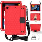 For iPad 10.2 Honeycomb Design EVA + PC Four Corner Shockproof Protective Case with Straps(Red+Black) - 1