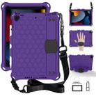 For iPad 10.2 Honeycomb Design EVA + PC Four Corner Shockproof Protective Case with Straps(Purple+Black) - 1