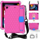 For iPad 10.2 Honeycomb Design EVA + PC Four Corner Shockproof Protective Case with Straps (Rose Red) - 1