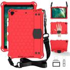 For    iPad Pro 10.5 Honeycomb Design EVA + PC Four Corner Anti Falling Flat Protective Shell With Straps(Red+Black) - 1